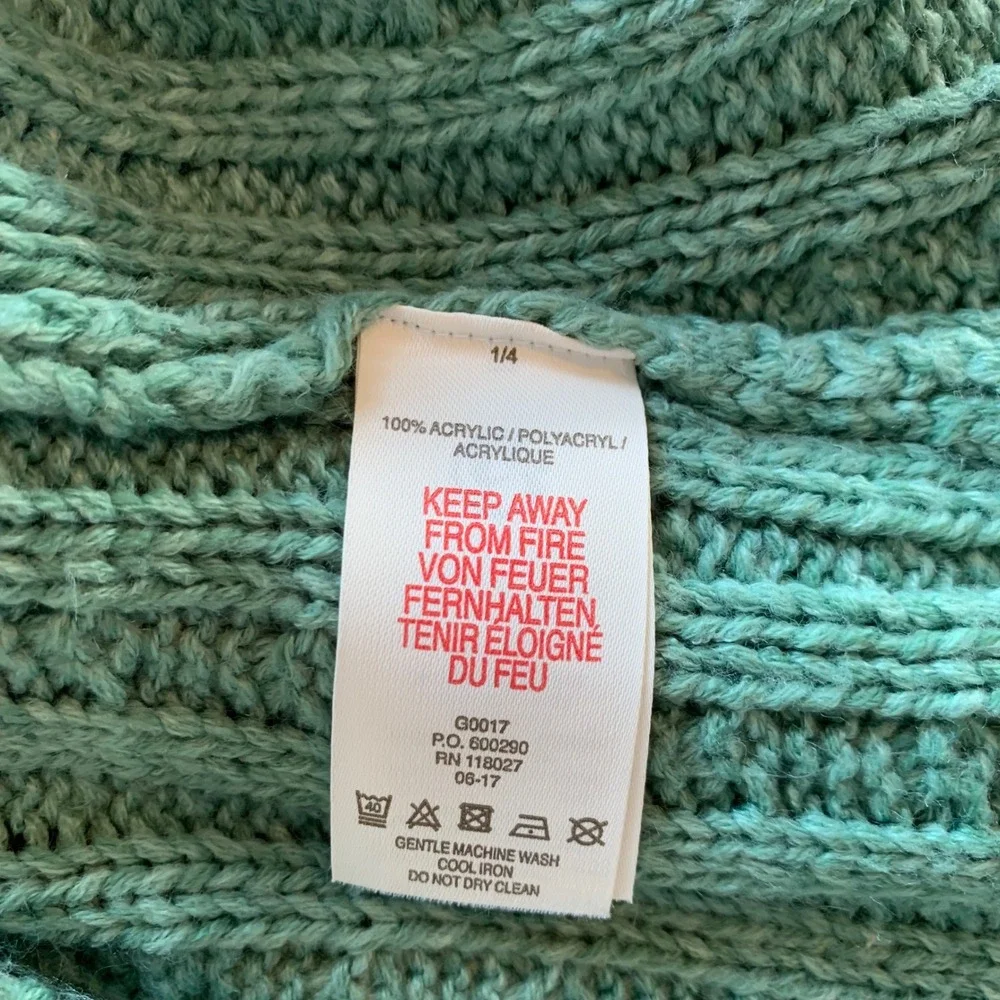 Mini Boden Kids Cardigan Sweater Chunky Green Cable Knit Floral Bobble Girl 3-4Y